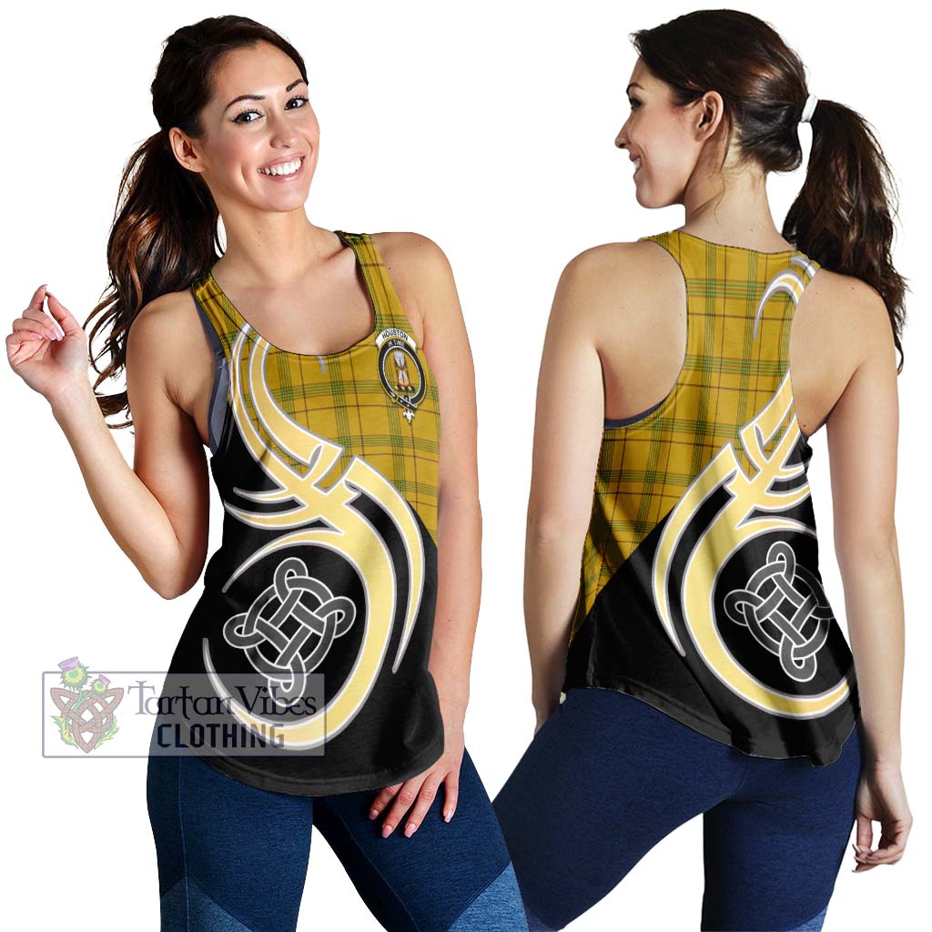 Houston Tartan Women's Racerback Tanks with Family Crest and Celtic Symbol Style 4XL - Tartan Vibes Clothing