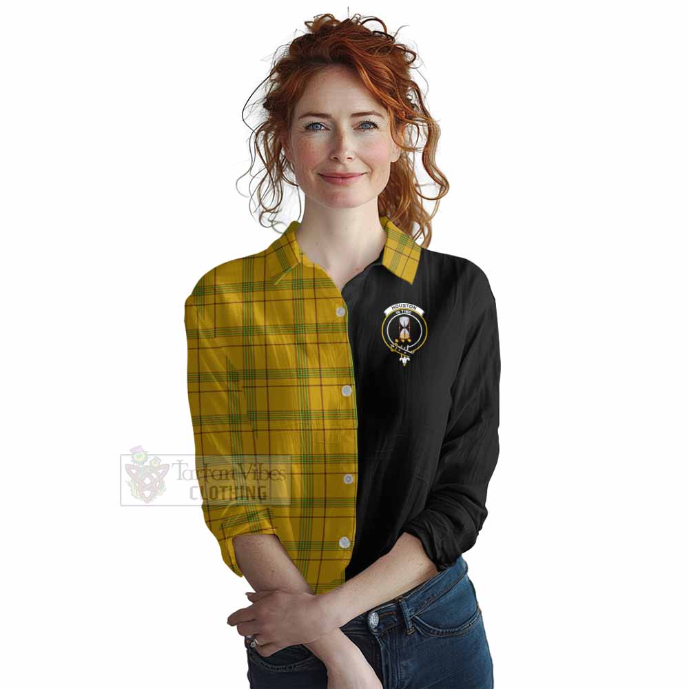 Tartan Vibes Clothing Houston Tartan Women's Casual Shirt with Family Crest and Half Of Me Style