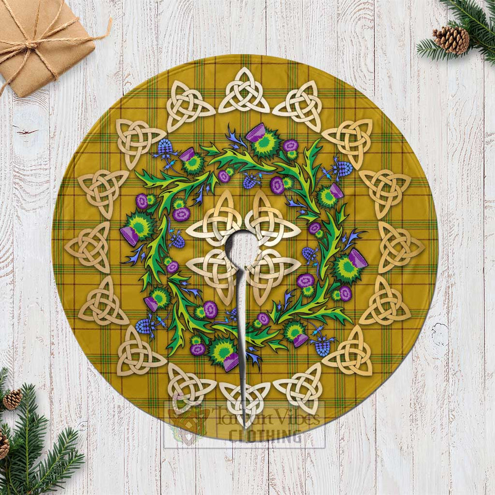 Houston Tartan Christmas Tree Skirt with Thistle Celtic Knot Style Casual Tree Skirts - Tartan Vibes Clothing