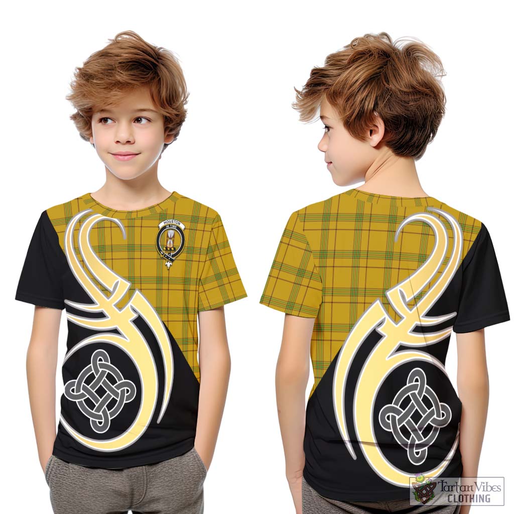 Houston Tartan Kid T-Shirt with Family Crest and Celtic Symbol Style Youth XL Size14 - Tartan Vibes Clothing