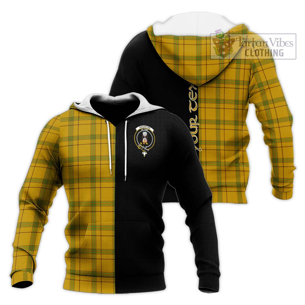 Houston Tartan Knitted Hoodie with Family Crest and Half Of Me Style Unisex Knitted Pullover Hoodie - Tartanvibesclothing Shop