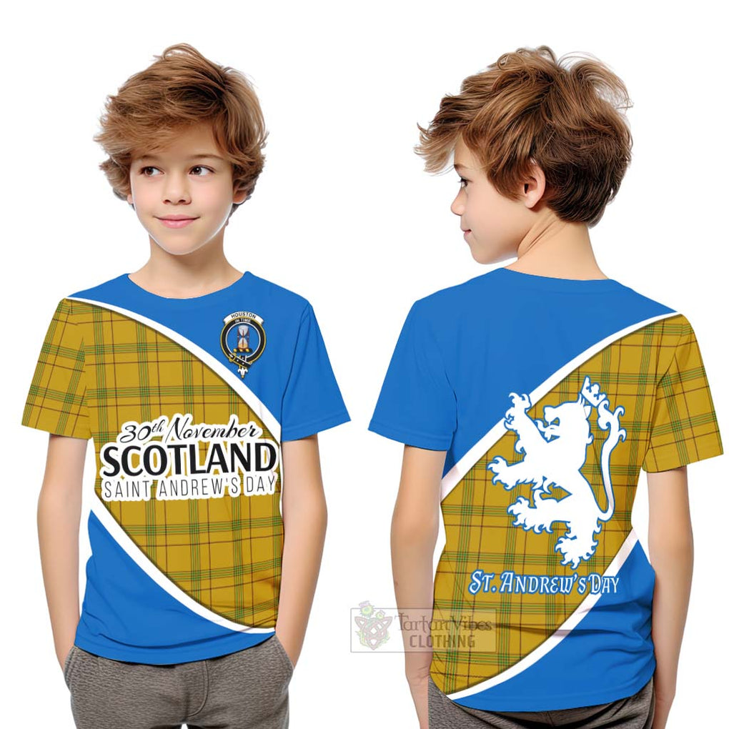 Tartan Vibes Clothing Houston Family Crest Tartan Kid T-Shirt Celebrate Saint Andrew's Day in Style