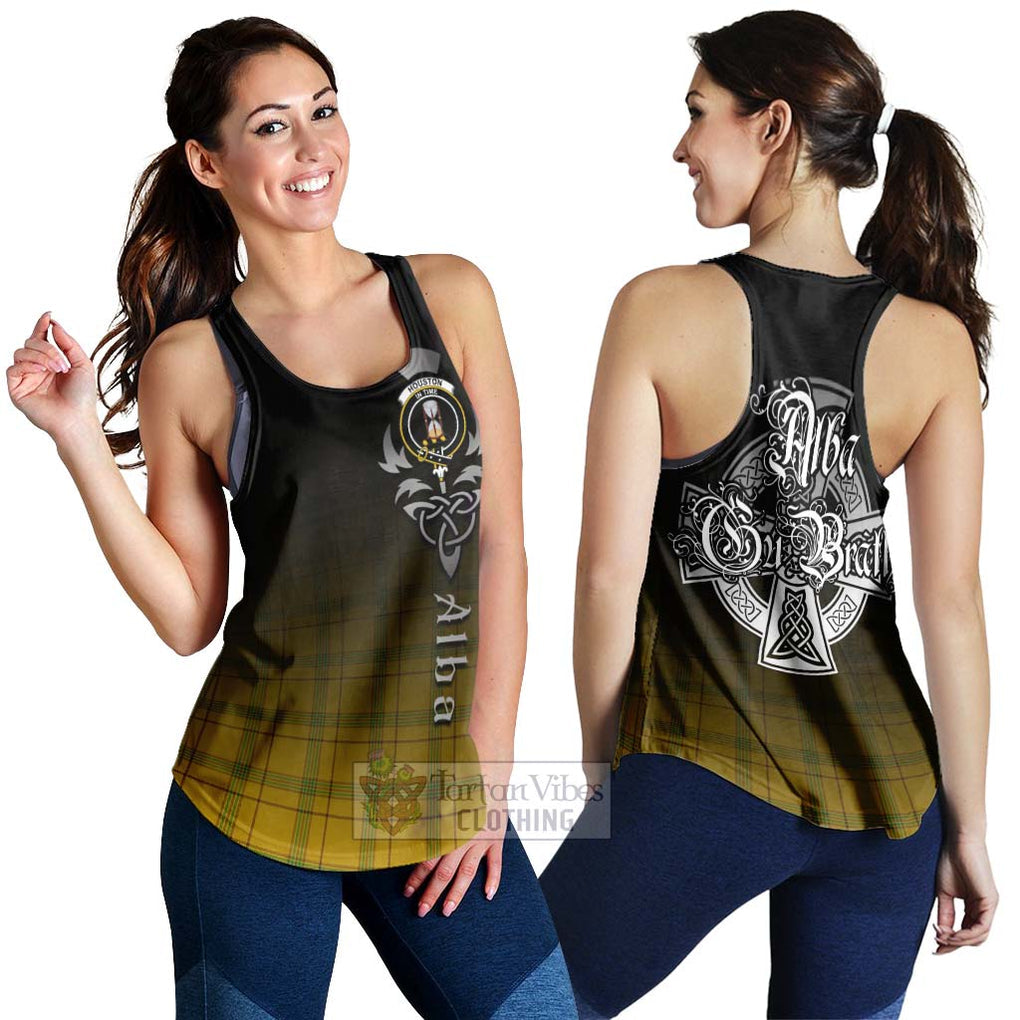 Tartan Vibes Clothing Houston Tartan Women's Racerback Tanks Featuring Alba Gu Brath Family Crest Celtic Inspired