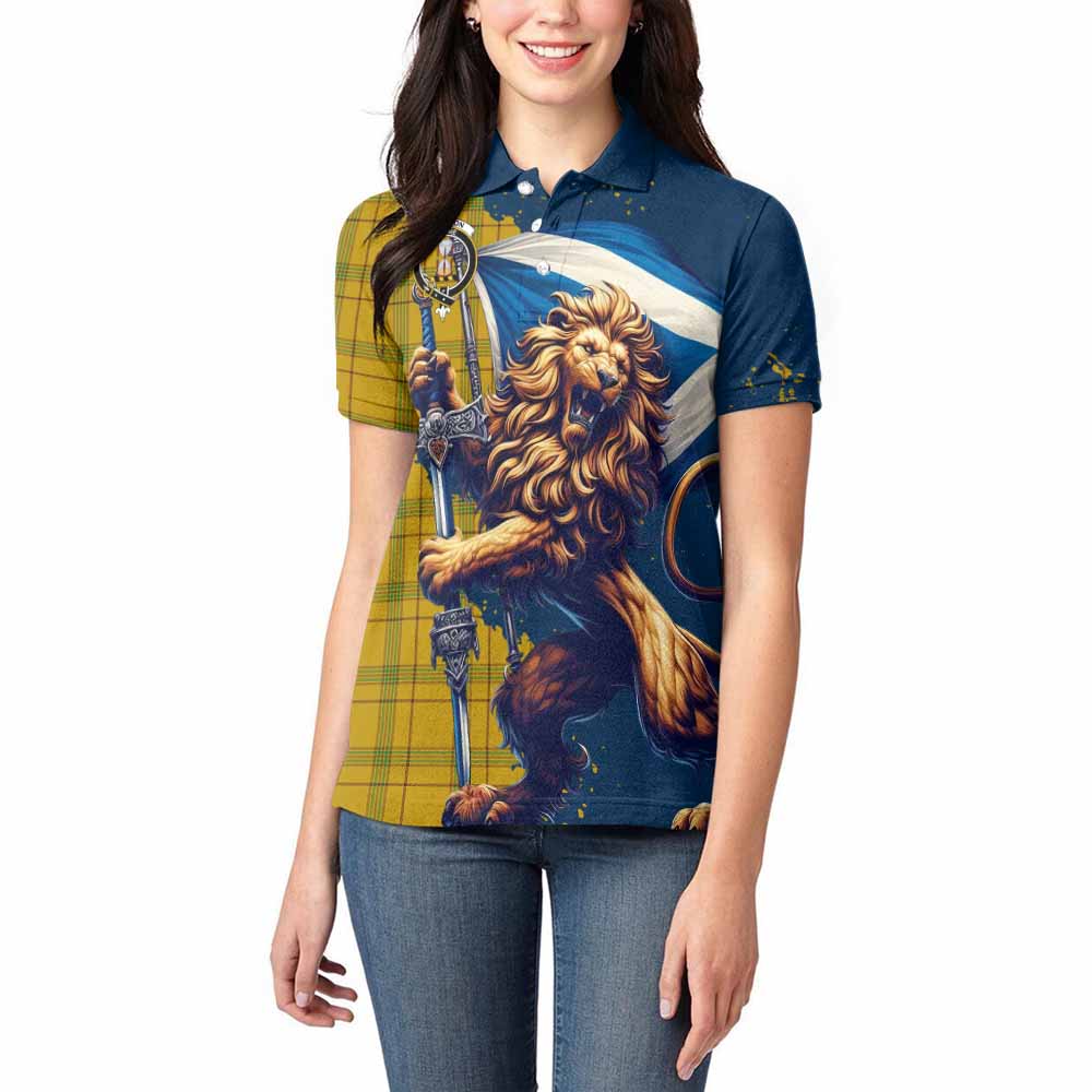 Tartan Vibes Clothing Houston Tartan Family Crest Women's Polo Shirt with Scottish Majestic Lion