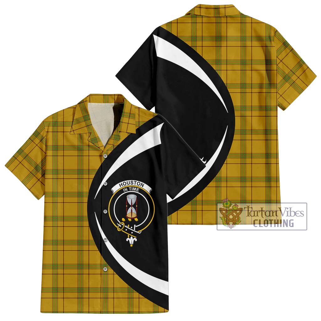 Tartan Vibes Clothing Houston Tartan Short Sleeve Button Up with Family Crest Circle Style