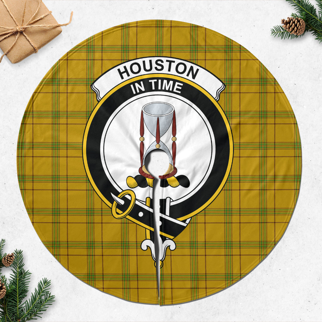 Houston Tartan Christmas Tree Skirt with Family Crest - Tartanvibesclothing