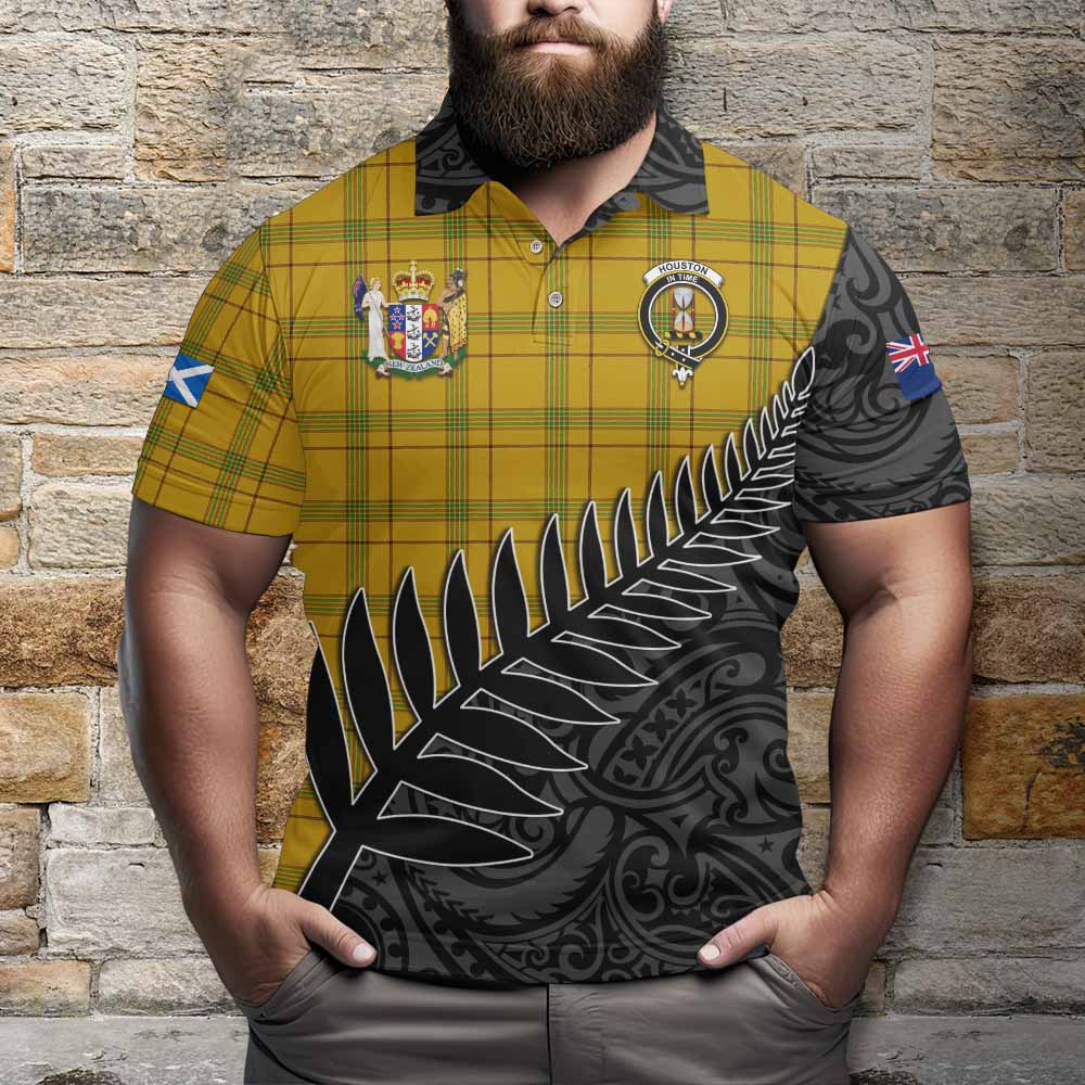 Houston Crest Tartan Polo Shirt with New Zealand Silver Fern Half Style