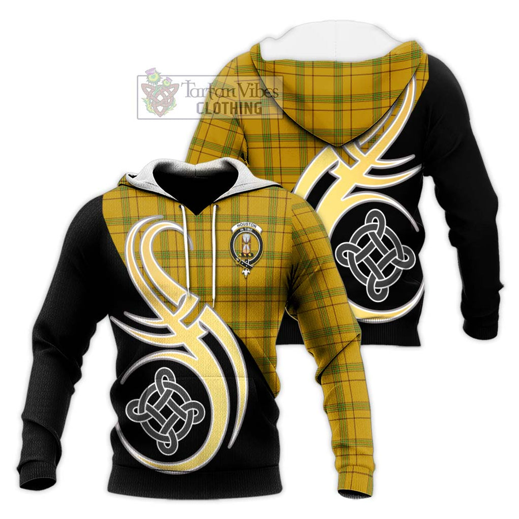 Houston Tartan Knitted Hoodie with Family Crest and Celtic Symbol Style Unisex Knitted Pullover Hoodie - Tartan Vibes Clothing