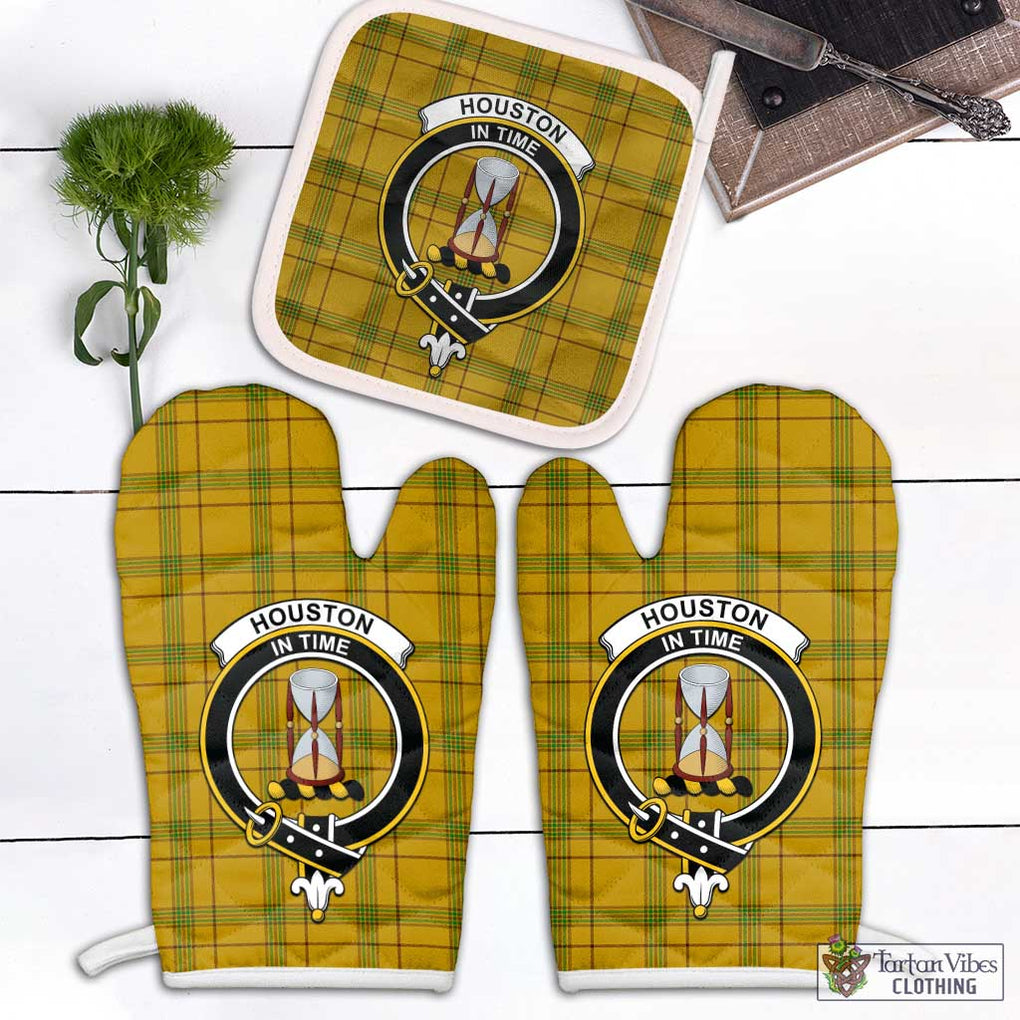 Houston Tartan Combo Oven Mitt & Pot-Holder with Family Crest Combo 1 Oven Mitt & 1 Pot-Holder White - Tartan Vibes Clothing