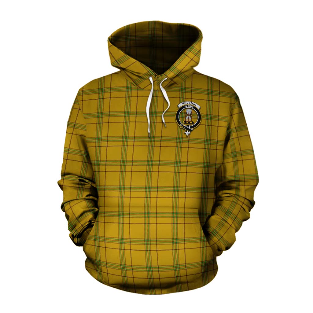 Tartan Vibes Clothing Houston Tartan Cotton Hoodie with Family Crest Celtic Skull Style