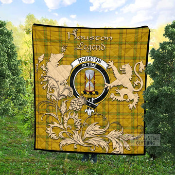 Houston Tartan Quilt with Family Crest and Scottish Symbol Style