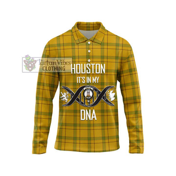 Houston Tartan Long Sleeve Polo Shirt with Family Crest DNA In Me Style