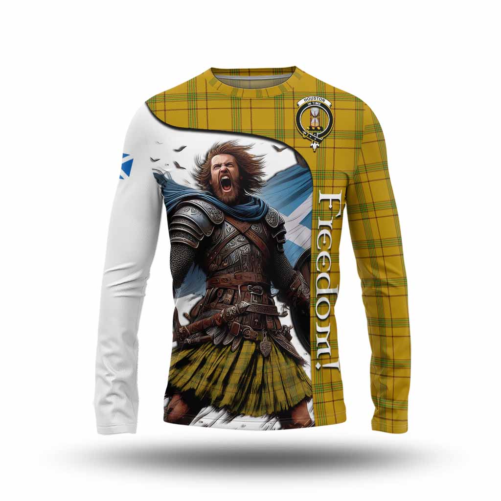 Tartan Vibes Clothing Houston Crest Tartan Long Sleeve T-Shirt Inspired by the Freedom of Scottish Warrior