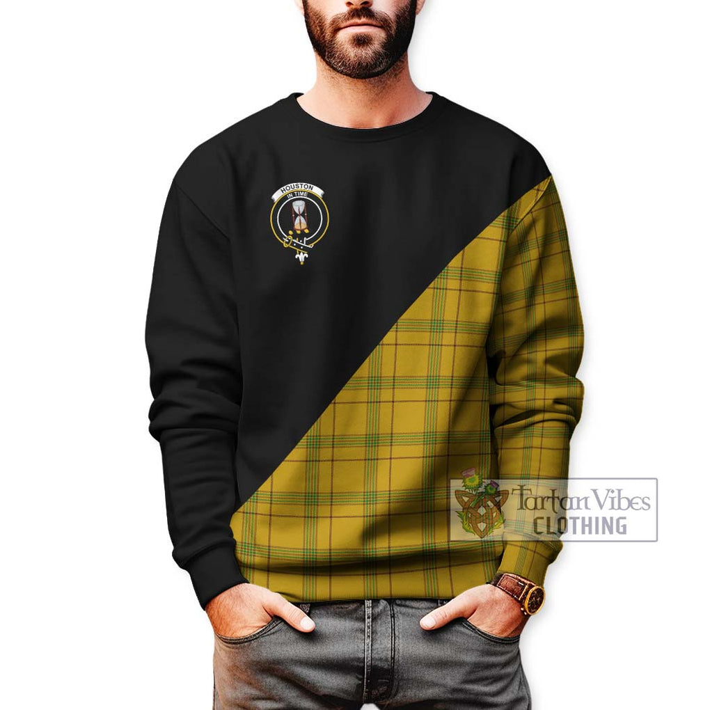 Houston Tartan Sweatshirt with Family Crest and Military Logo Style Unisex - Tartanvibesclothing Shop