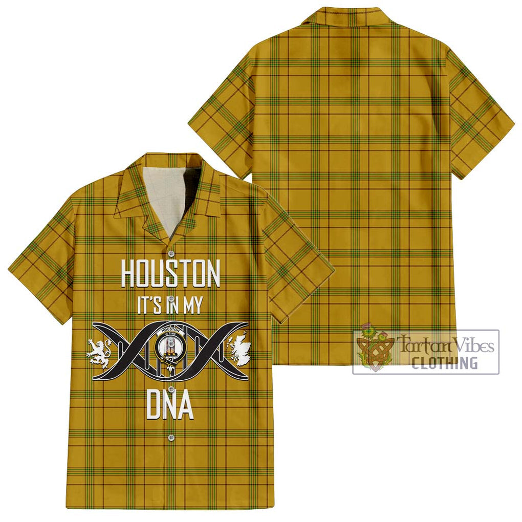 Houston Tartan Short Sleeve Button Shirt with Family Crest DNA In Me Style Kid - Tartanvibesclothing Shop