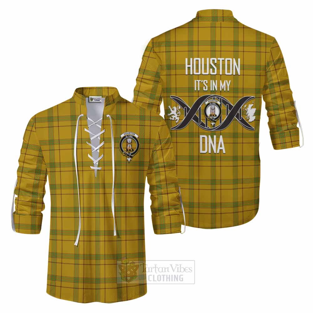 Tartan Vibes Clothing Houston Tartan Ghillie Kilt Shirt with Family Crest DNA In Me Style