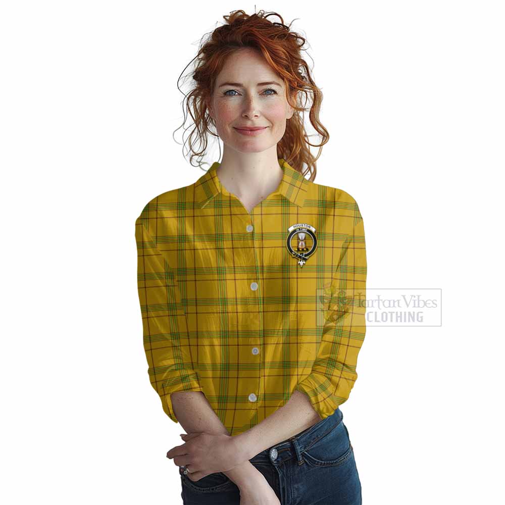 Tartan Vibes Clothing Houston Tartan Women's Casual Shirt with Family Crest DNA In Me Style