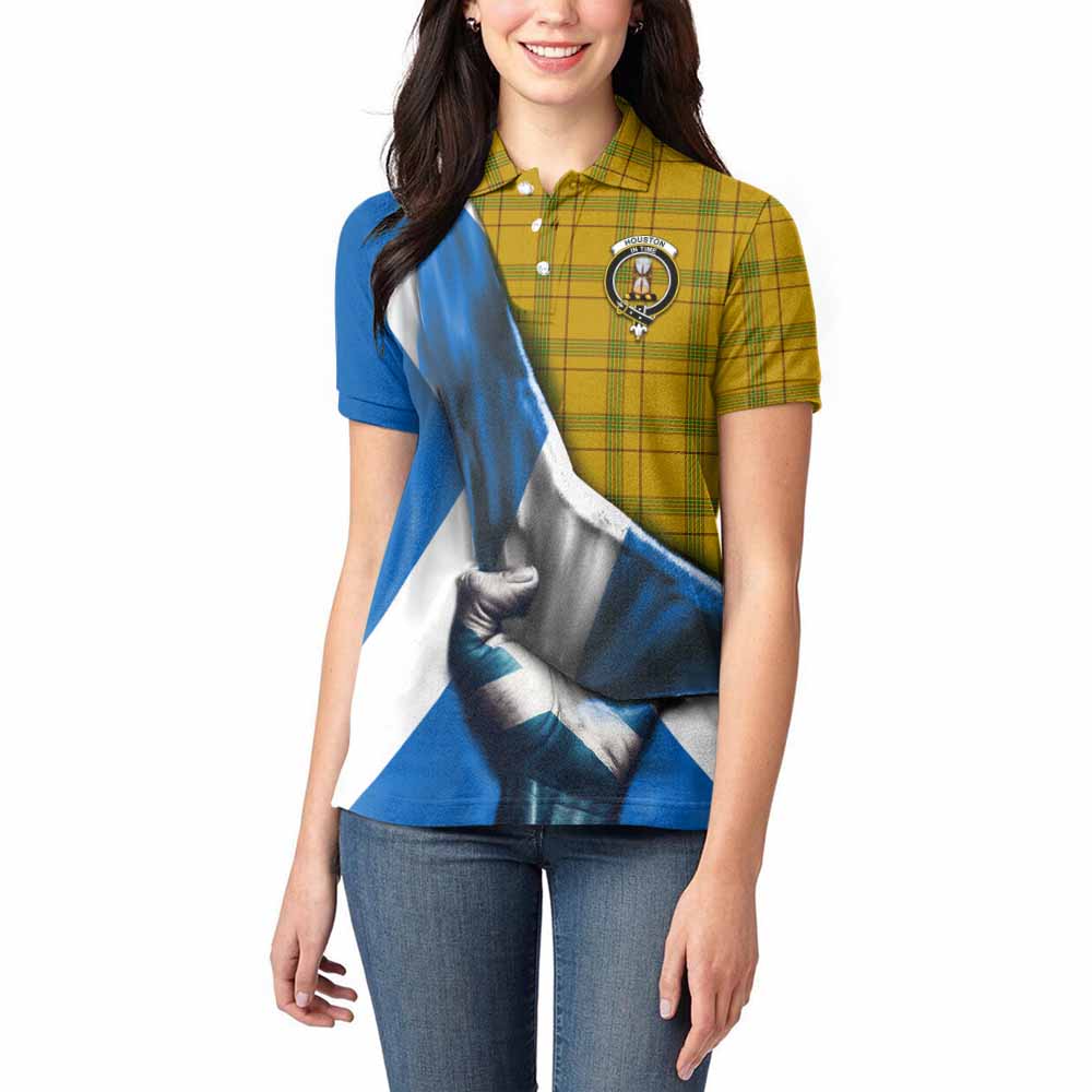 Tartan Vibes Clothing Houston Tartan Women's Polo Shirt with Family Crest Scotland Patriotic Style