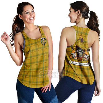 Houston Tartan Women's Racerback Tanks with Family Crest and Bearded Skull Holding Bottles of Whiskey