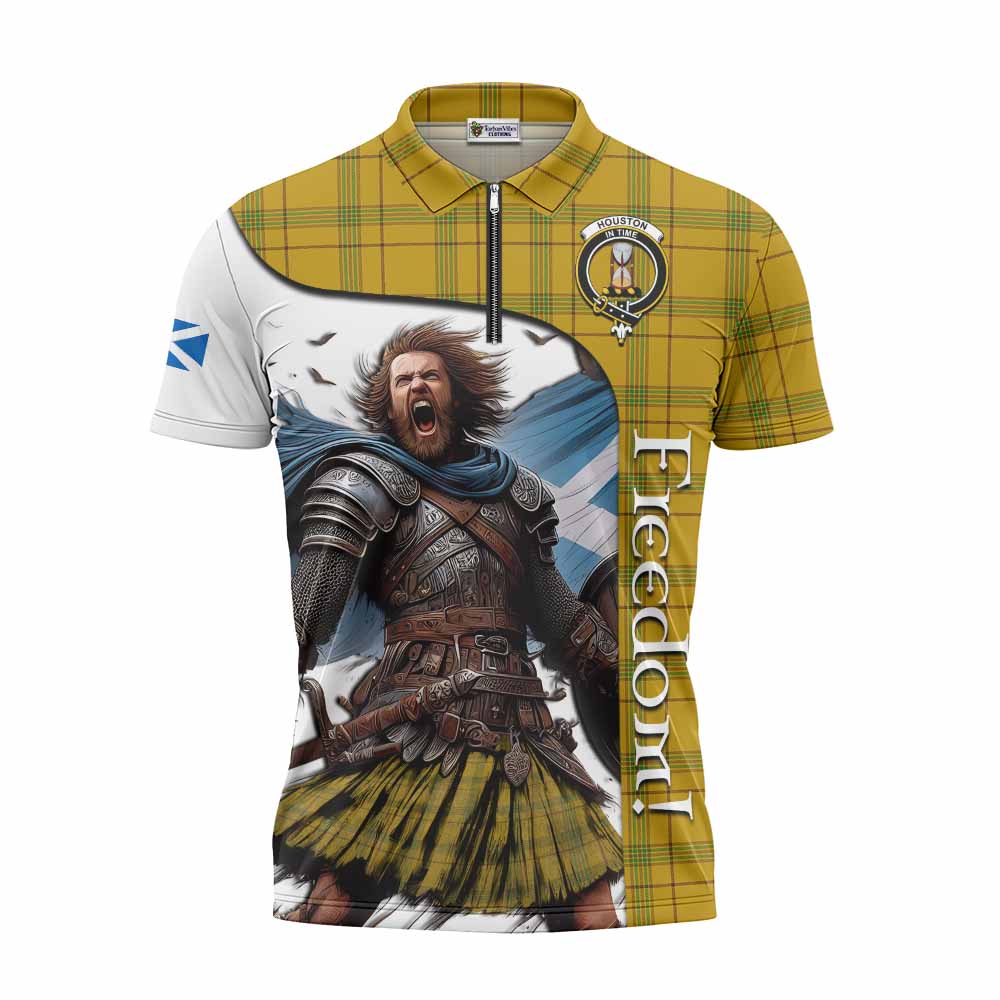 Tartan Vibes Clothing Houston Crest Tartan Zipper Polo Shirt Inspired by the Freedom of Scottish Warrior