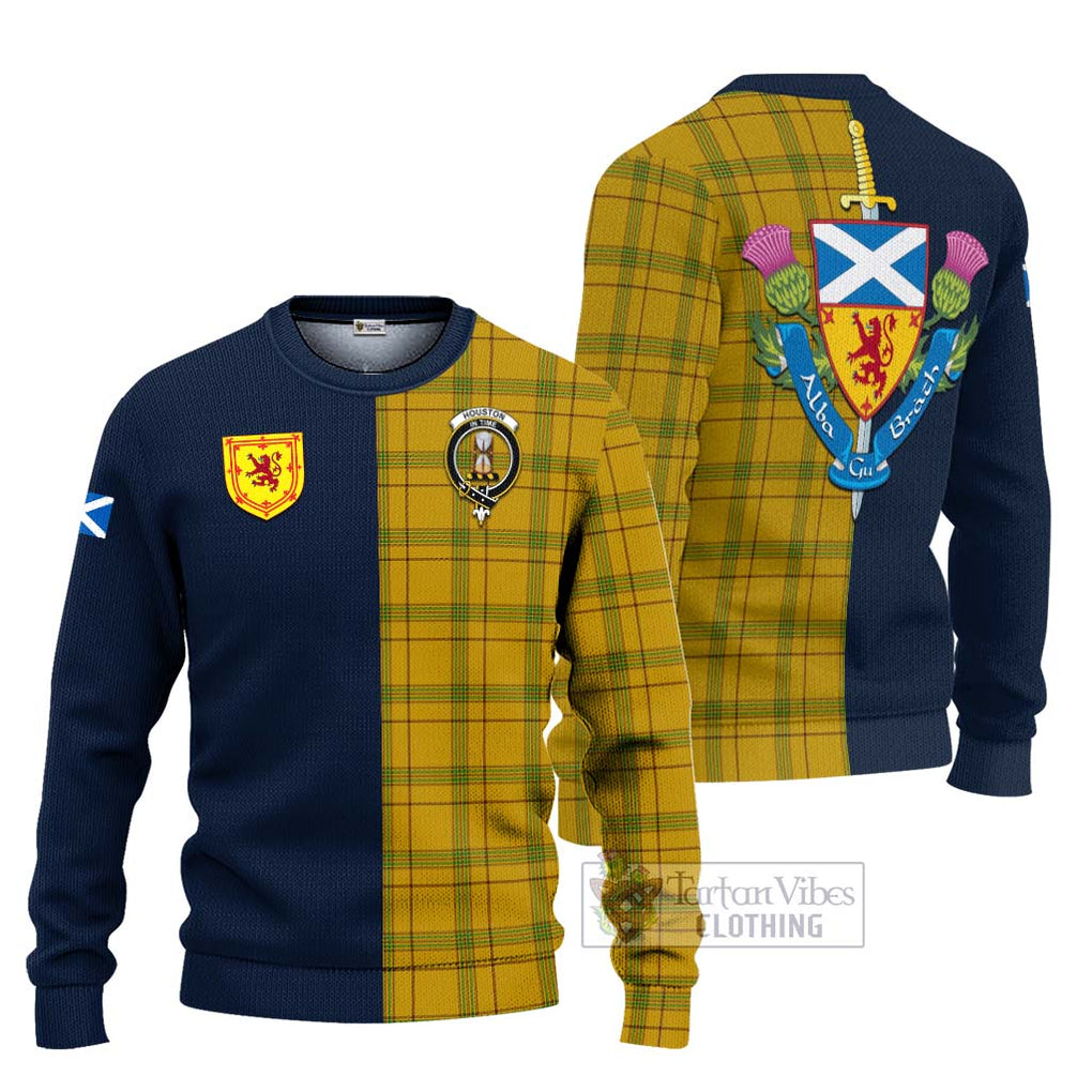 Tartan Vibes Clothing Houston Tartan Knitted Sweater with Scottish Lion Royal Arm Half Style