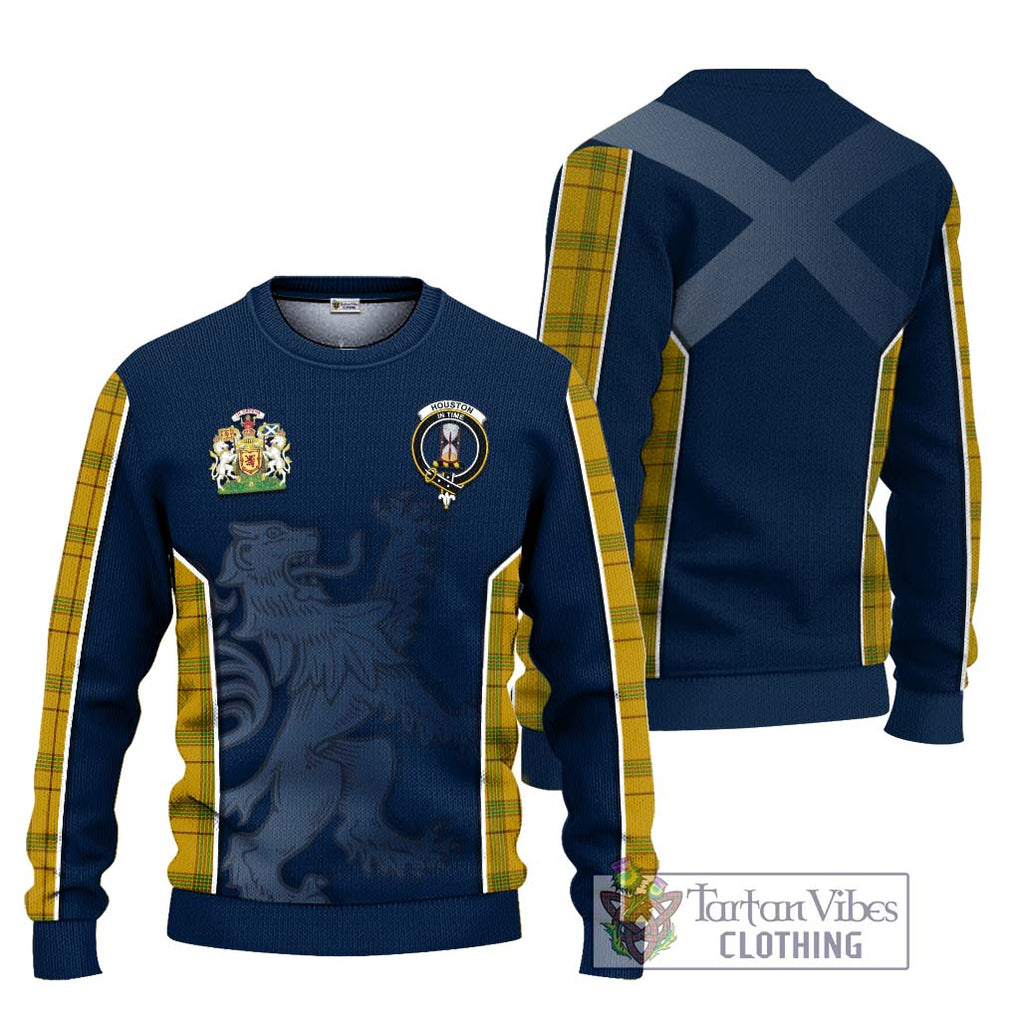 Houston Tartan Knitted Sweater with Family Crest and Lion Rampant Vibes Sport Style Unisex - Tartan Vibes Clothing