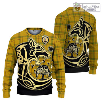 Houston Tartan Ugly Sweater with Family Crest Celtic Wolf Style