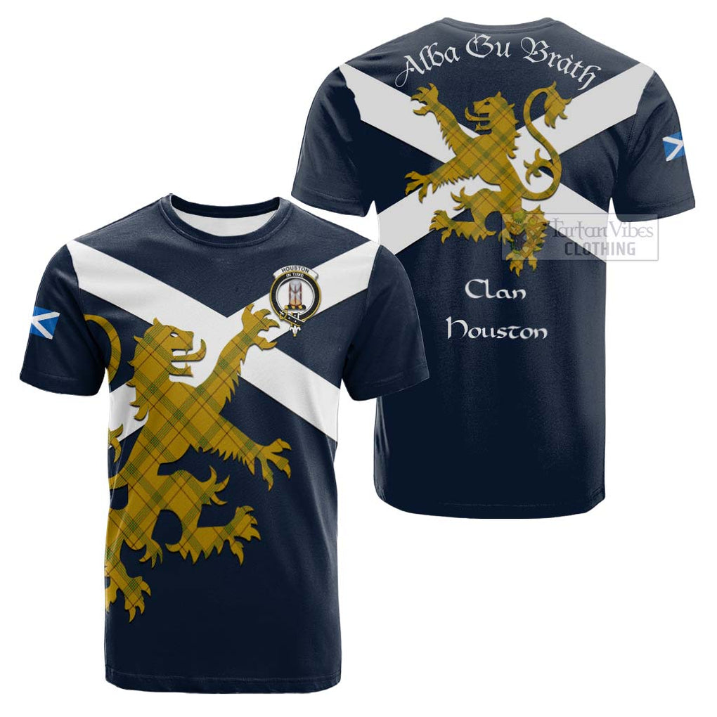 Tartan Vibes Clothing Houston Tartan Lion Rampant Cotton T-shirt – Proudly Display Your Heritage with Alba Gu Brath and Clan Name