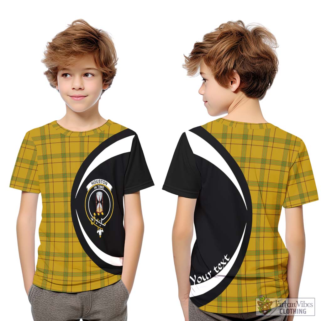 Houston Tartan Kid T-Shirt with Family Crest Circle Style Youth XL Size14 - Tartan Vibes Clothing