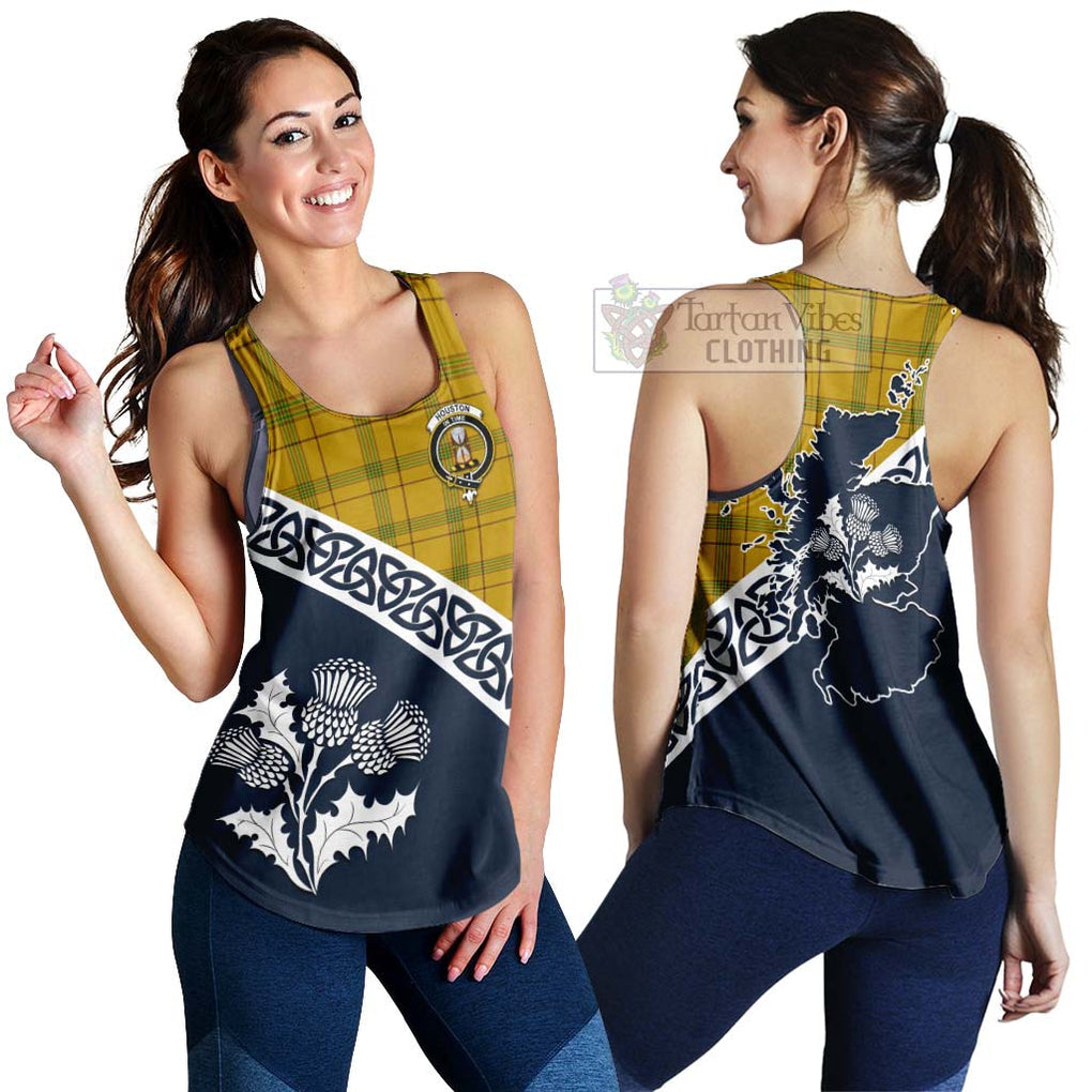 Tartan Vibes Clothing Houston Tartan Women's Racerback Tanks Featuring Thistle and Scotland Map