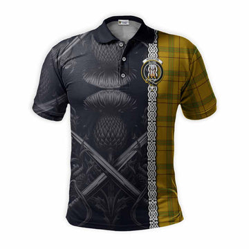 Houston Tartan Polo Shirt with Family Crest Cross Sword Thistle Celtic Vibes