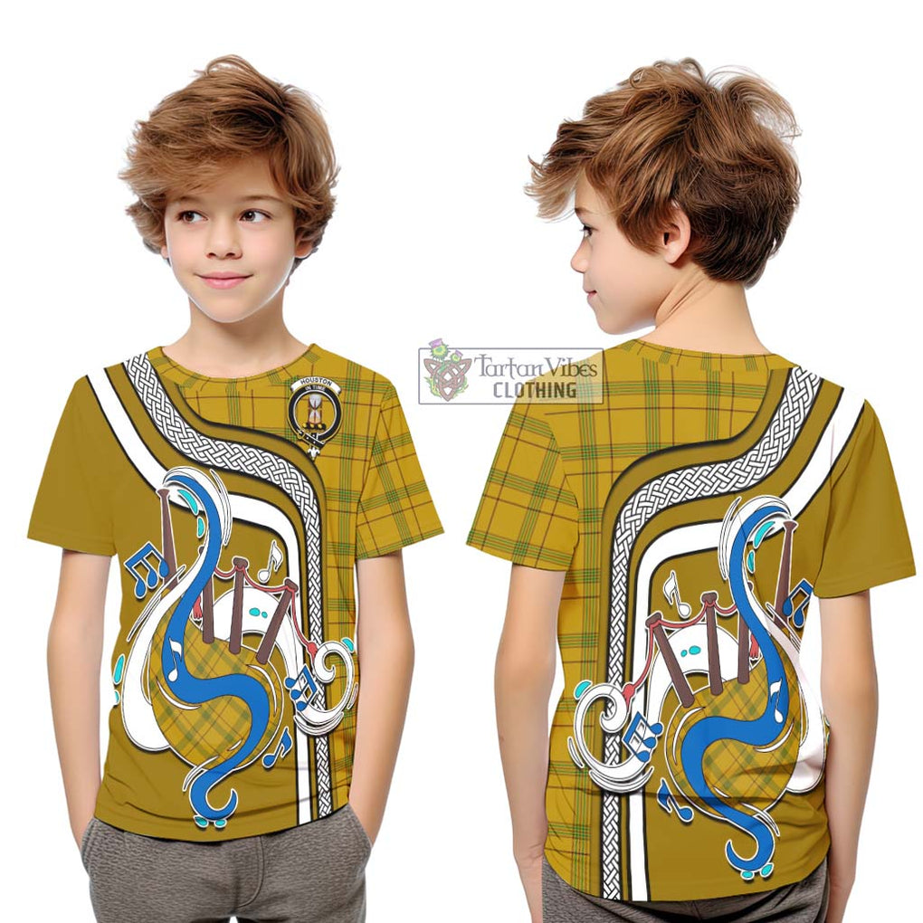 Tartan Vibes Clothing Houston Tartan Kid T-Shirt with Epic Bagpipe Style