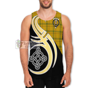 Houston Tartan Men's Tank Top with Family Crest and Celtic Symbol Style