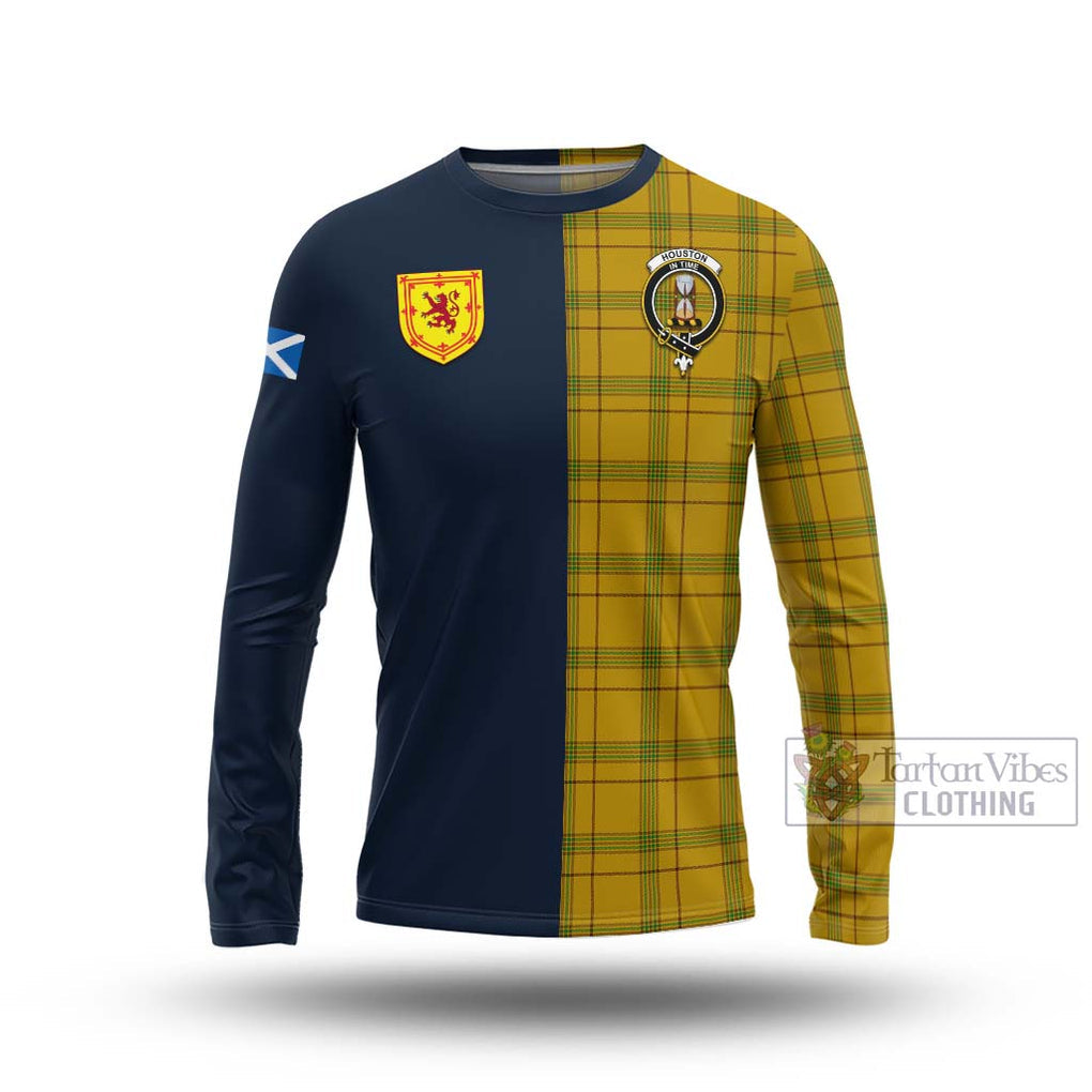 Tartan Vibes Clothing Houston Tartan Long Sleeve T-Shirt with Scottish Lion Royal Arm Half Style