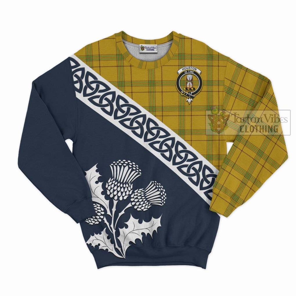 Tartan Vibes Clothing Houston Tartan Sweatshirt Featuring Thistle and Scotland Map