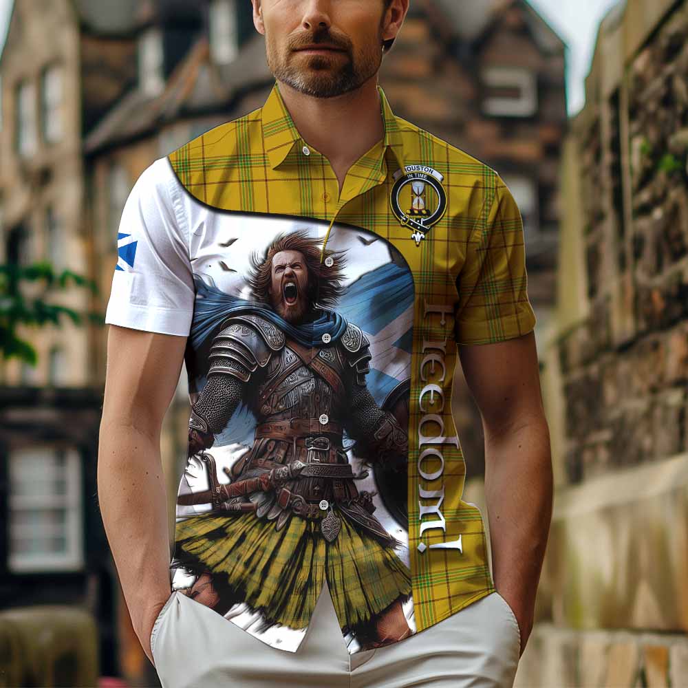 Tartan Vibes Clothing Houston Crest Tartan Short Sleeve Button Shirt Inspired by the Freedom of Scottish Warrior