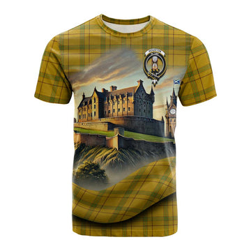 Houston Tartan Family Crest Cotton T-shirt with Scottish Ancient Castle Style Kid's Shirt - Tartan Vibes Clothing