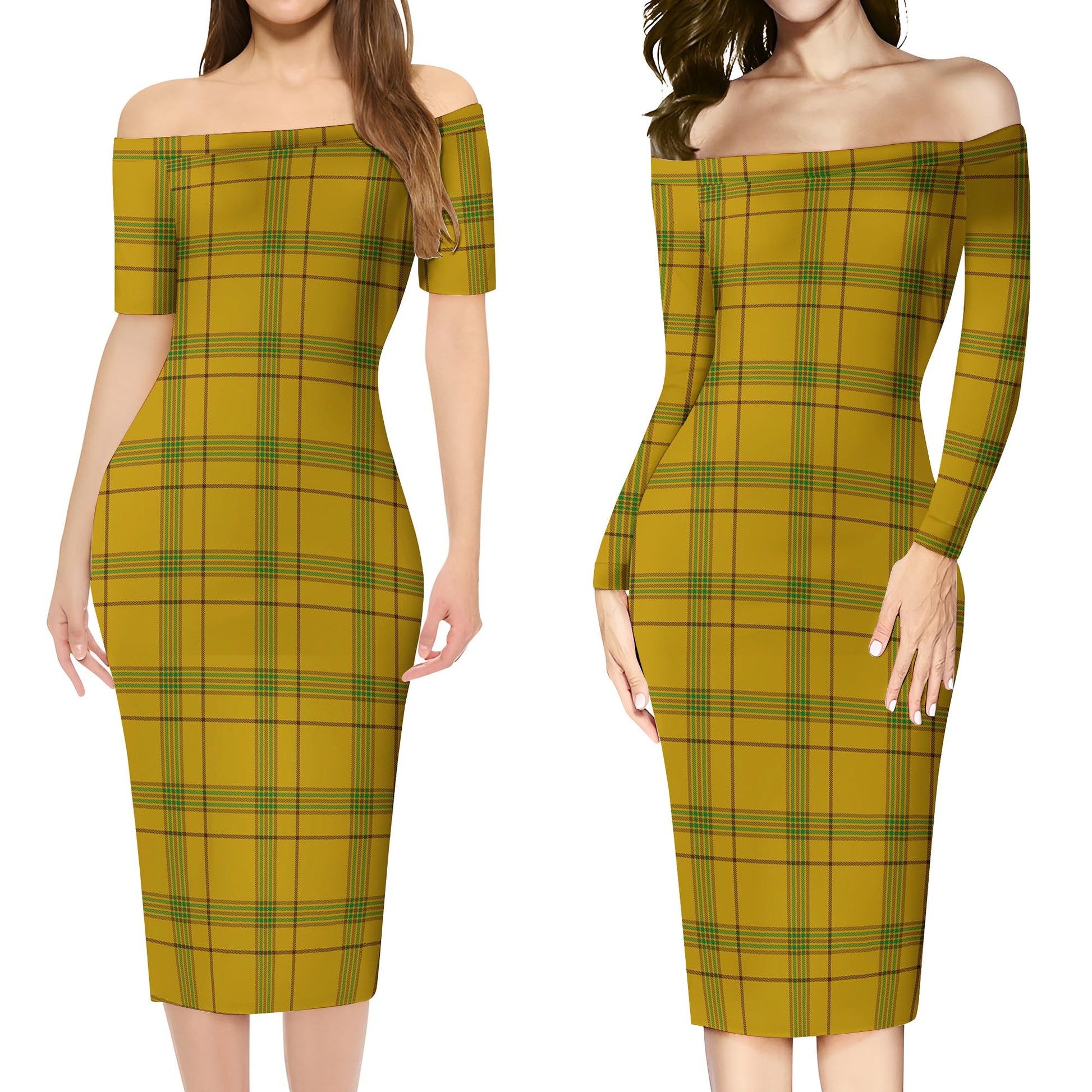 Houston Tartan Off Shoulder Lady Dress Women's Dress - Tartanvibesclothing