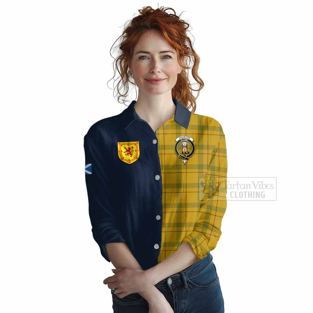 Tartan Vibes Clothing Houston Tartan Women's Casual Shirt Alba with Scottish Lion Royal Arm Half Style