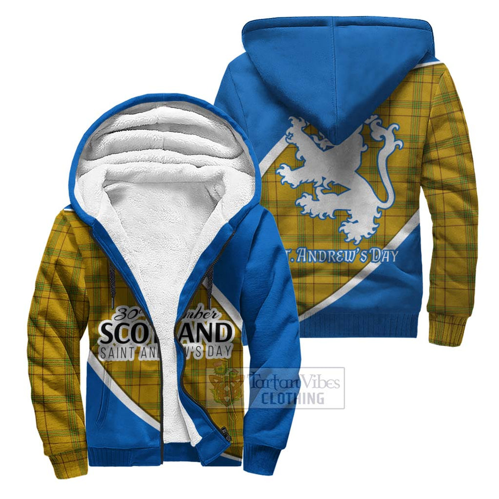 Tartan Vibes Clothing Houston Family Crest Tartan Sherpa Hoodie Celebrate Saint Andrew's Day in Style