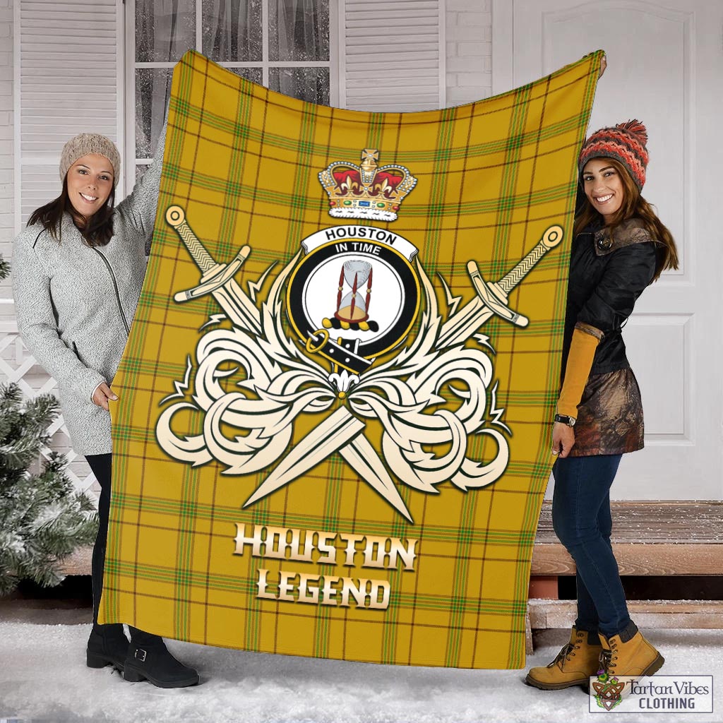 Tartan Vibes Clothing Houston Tartan Blanket with Clan Crest and the Golden Sword of Courageous Legacy