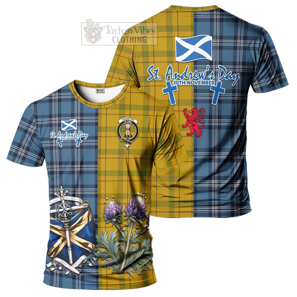 Tartan Vibes Clothing Houston Tartan T-Shirt Happy St. Andrew's Day Half Tartan Style