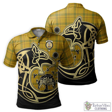 Houston Tartan Polo Shirt with Family Crest Celtic Wolf Style