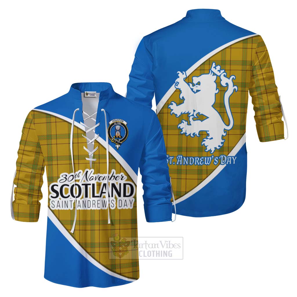 Tartan Vibes Clothing Houston Family Crest Tartan Ghillie Kilt Shirt Celebrate Saint Andrew's Day in Style