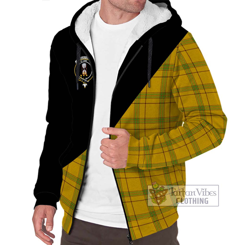 Houston Tartan Sherpa Hoodie with Family Crest and Military Logo Style Unisex S - Tartanvibesclothing Shop