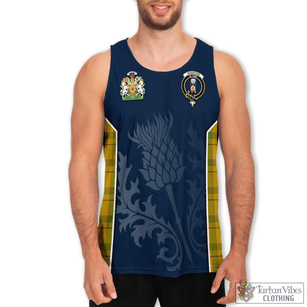 Tartan Vibes Clothing Houston Tartan Men's Tanks Top with Family Crest and Scottish Thistle Vibes Sport Style