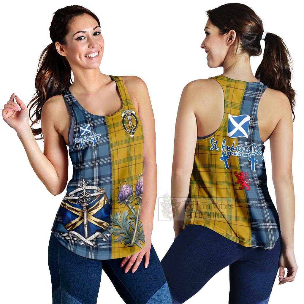 Tartan Vibes Clothing Houston Tartan Women's Racerback Tanks Happy St. Andrew's Day Half Tartan Style