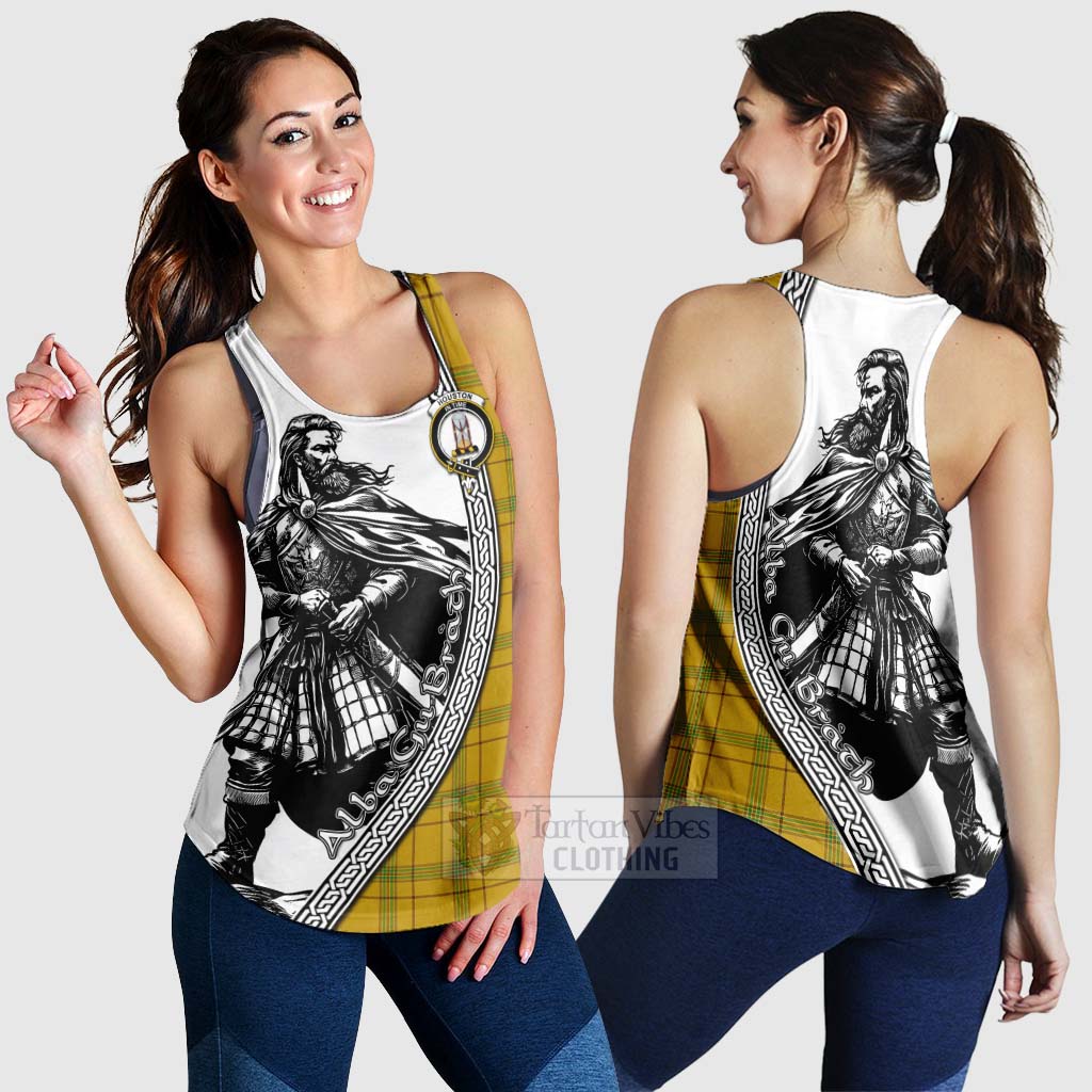 Tartan Vibes Clothing Houston Tartan Clan Crest Women's Racerback Tanks with Highlander Warrior Celtic Style