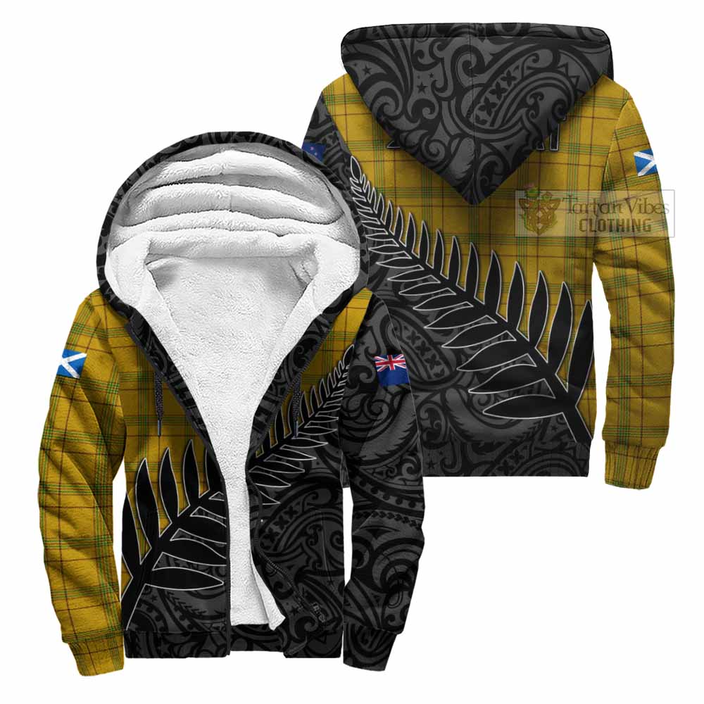 Tartan Vibes Clothing Houston Crest Tartan Sherpa Hoodie with New Zealand Silver Fern Half Style