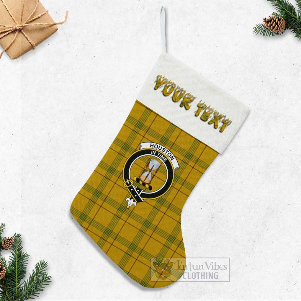 Tartan Vibes Clothing Houston Tartan Family Crest Christmas Stocking with Personalized Text